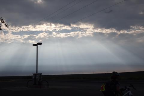 Crepuscular rays as we hit the road