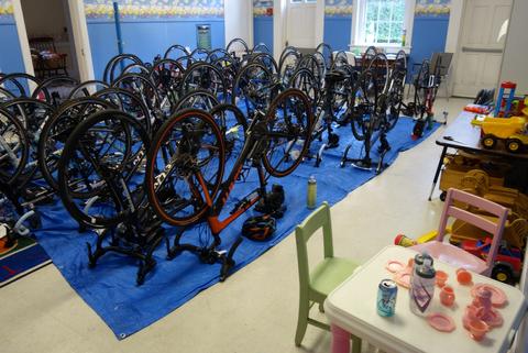 Bikes on a tarp